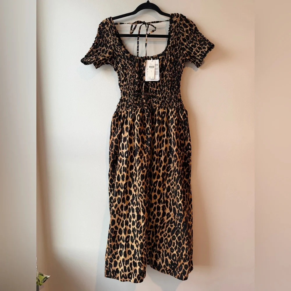 Damson Madder Malinda Smocked Short-Sleeve Midi Dress, NWT - Picture 8 of 8